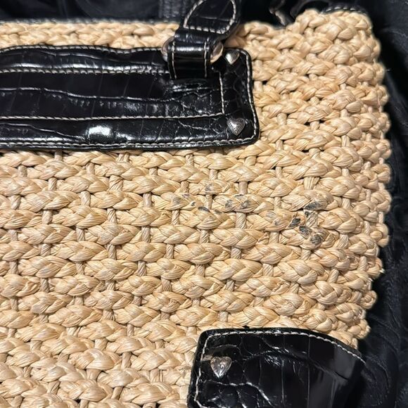 Brighton chocolate leather  Woven Straw  Shoulder   Zip bag - Picture 14 of 14